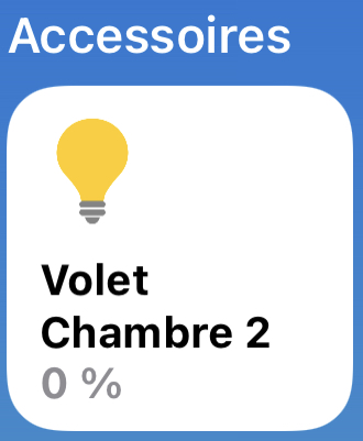 Les volets apparaissent comme des lumières dans l'app Maison